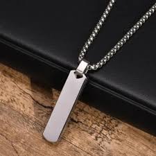 Boys Chain  Tag Pendant (Black & Silver)