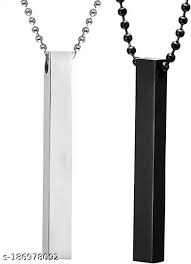 Boys Chain  Tag Pendant (Black & Silver)