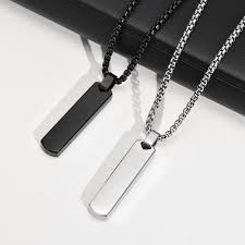 Boys Chain  Tag Pendant (Black & Silver)